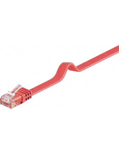 CAT 6Płaska Kabel połączeniowy,U/UTP, Czerwony - Długość kabla 1 m