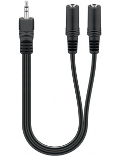 Kabel adaptera audio typu Y 3,5 mm, 1 x wtyk 2 x gniazdo stereo - Długość kabla 0.2 m