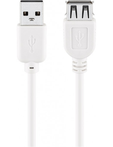 Przedłużacz USB 2.0 Hi-Speed, Biały - Długość kabla 0.3 m
