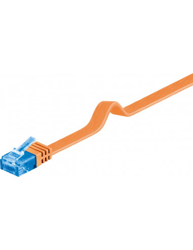 CAT 6A Płaska Kabel połączeniowy,U/UTP, Pomarańczowy - Długość kabla 0.5 m