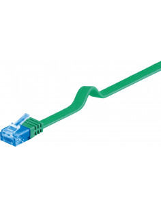 CAT 6A Płaska Kabel połączeniowy,U/UTP, Zielony - Długość kabla 0.5 m