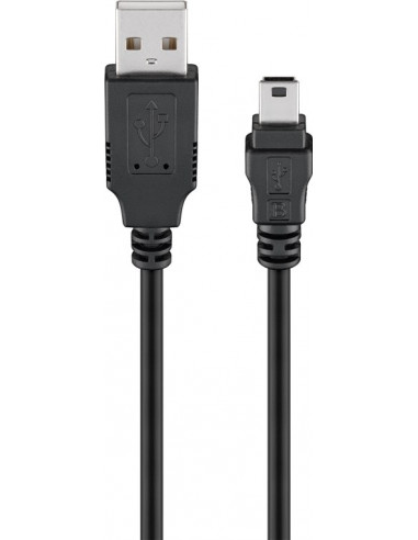 Kabel USB 2.0 Hi-Speed, Czarny - Długość kabla 0.3 m