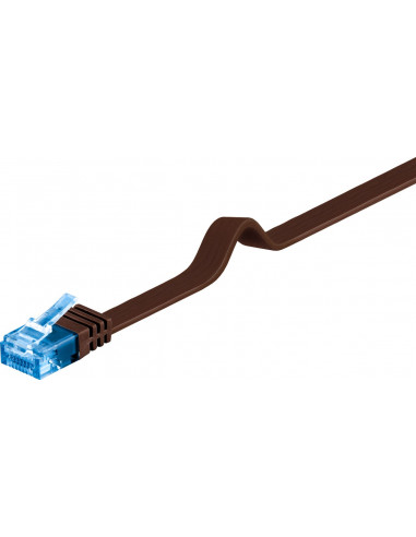 CAT 6A Płaska Kabel połączeniowy,U/UTP, Ciemnobrązowy - Długość kabla 1 m