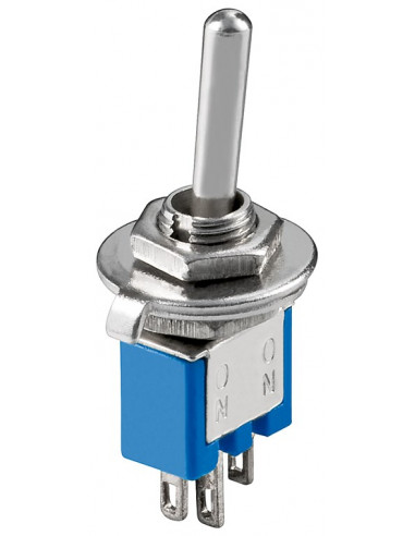 Przełącznik przełączny podminiaturowy, 1x UM, 3-pinowy, obudowa niebieska