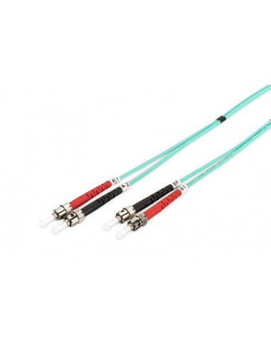 Kabel krosowy patchcord światłowodowy ST/ST duplex MM 50/125 OM3 LSOH 3m turkusowy