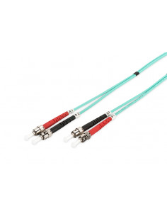 Kabel krosowy patchcord światłowodowy ST/ST duplex MM 50/125 OM3 LSOH 1m turkusowy