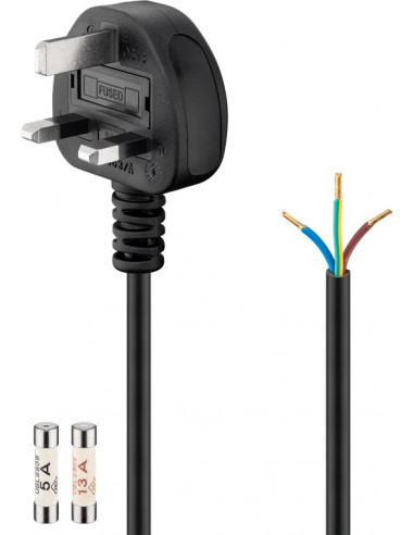 Kabel przyłączeniowy do urządzeń brytyjskich, 1,5 m, czarny - Długość kabla 1.5 m