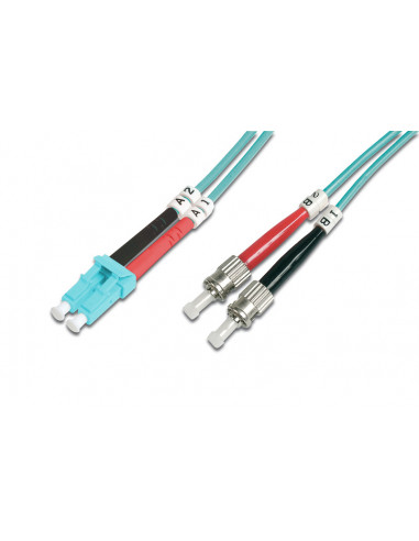 Kabel krosowy patchcord światłowodowy LC/ST duplex OM3 LSOH 7m turkusowy