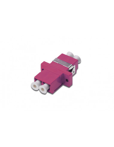 Adapter światłowodowy LC/LC duplex wielomodowy OM4 ceramiczna ferrula różowy