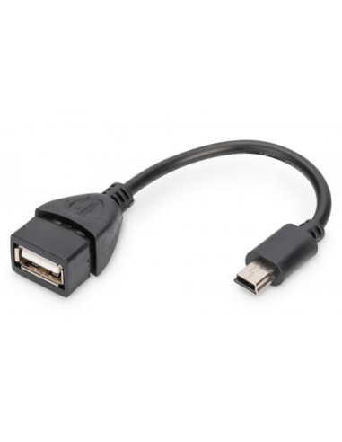 Kabel adapter USB 2.0 HighSpeed OTG Typ miniUSB B (5pin)/USB A M/Ż czarny 0,2m