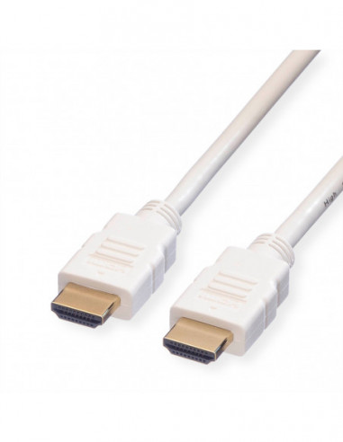 ROLINE HDMI High Speed Cable + Ethernet, M/M, biały, 1 m