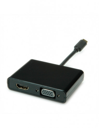 STANDARD Typ C - adapter HDMI/VGA, M/F, czarny, 0,1 m