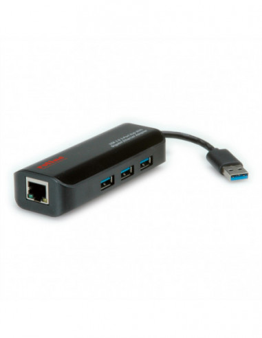 ROLINE USB 3.2 Gen 1 to Gigabit Ethernet Converter + Hub 3x