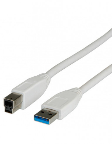 Kabel USB 3.2 Gen 1, Typ A M - B M, 3.0 m, beżowy, 0.8 m