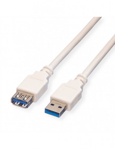 Kabel USB 3.2 Gen 1, typ A, M/F, beżowy, 1,8 m