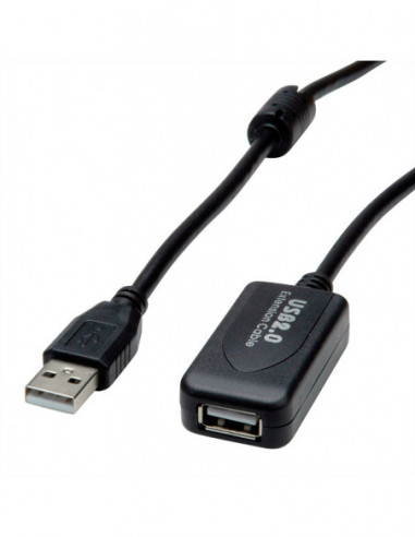 VALUE Kabel przedłużający USB 2.0, aktywny z Repeaterem, czarny, 10 m